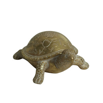 26281 Animal Craft - Small Gold Tortoise Floral Etched Design 26281 Animal Craft - Small Gold Tortoise Floral Etched Design