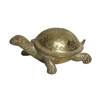 26281 Animal Craft - Small Gold Tortoise Floral Etched Design 26281 Animal Craft - Small Gold Tortoise Floral Etched Design