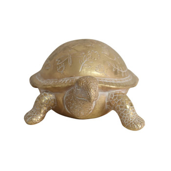 26280 Animal Craft - Large Gold Tortoise Floral Etched Design 26280 Animal Craft - Large Gold Tortoise Floral Etched Design