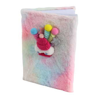 HH10B A5 Novelty Notebook - Furry Hot Pink Hat Oogly Eye Crazy Hair