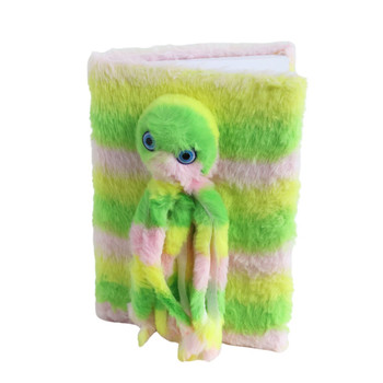 HH13A A5 Novelty Notebook - Green Yellow Light Pink Striped Jellyfish