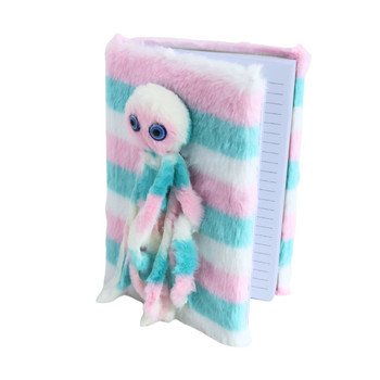 HH13B A5 Novelty Notebook - Pink Green White Striped Jellyfish