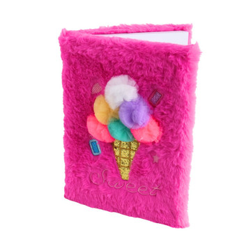 HH14A A5 Novelty Pink Notebook - Pompom Icecream Cone
