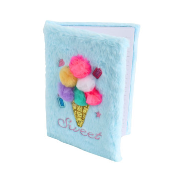 HH14D A5 Novelty Blue Notebook - Pompom Icecream Cone