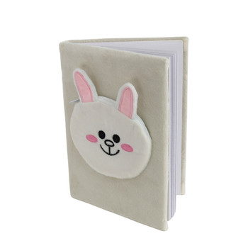 HH4A A5 Novelty Notebook - Bunny Pouch, Beige Fur