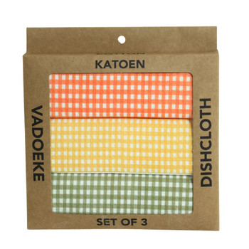 DCBOX43 Dishcloth Box (Set 3) - Yellow Green Orange Checked