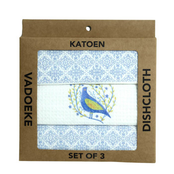 DCBOX54 Dishcloth Box (Set 3) - Yellow Blue Flower