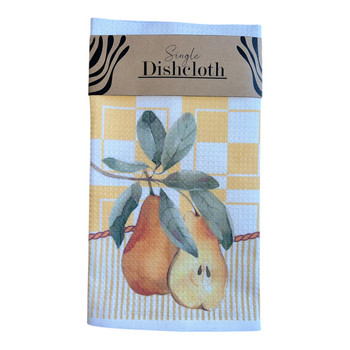 DISHT20 Single Printed Dishcloth - Yellow Pear