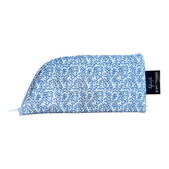 FLSH2 Faux Leather Sunglass Holder - Small Blue Leaves