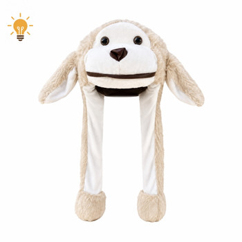 CH2D Polyester Animal Light Up Squeeze Hat - Light Brown Monkey
