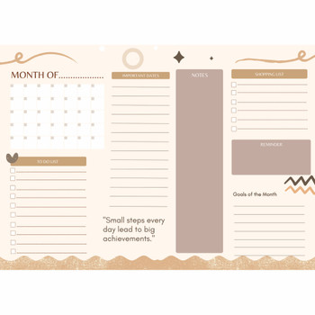 MNTH Disposable Month Of Planner - Natural Colour