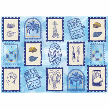 PLACEML400 Disposable Placemat - Ocean Stamp