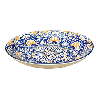 ZY065E Ceramic Flat Salad Bowl - Blue Oasis