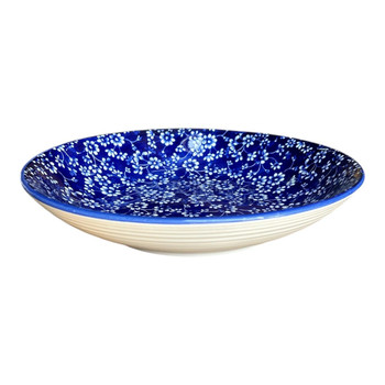 ZY065F Ceramic Flat Salad Bowl - Indigo Meadow