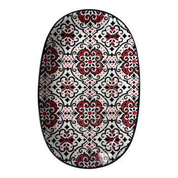 ZY008I Ceramic Oval Plate - Crimson Noir