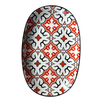 ZY008J Ceramic Oval Plate - Rustic Ember