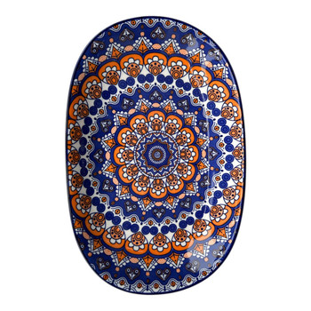 ZY032D Oval Shallow Bowl - Mediterranean Mandala