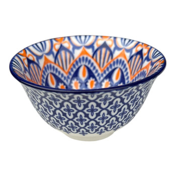 ZY057N Tiny Ceramic Bowl - Blue And Orange Flower