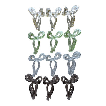 YH2507 Hair Claws Bag of 12 - Transparent Bow