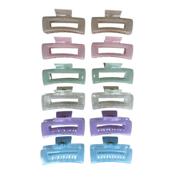 YH2505 Hair Claws Bag of 12 - Shiny Classic Rectangle