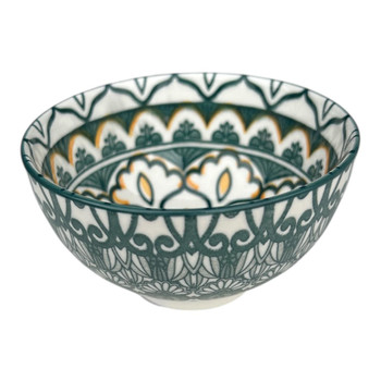 ZY059M Mini Ceramic Bowl - Green White Flowers