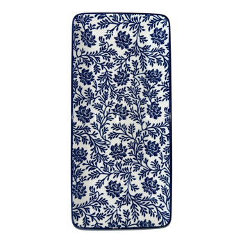 ZY033I Ceramic Rectangle Plate - Indigo Floral