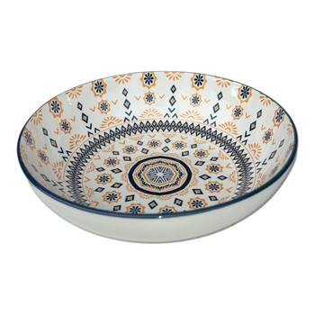 ZY020F Ceramic Fruit Bowl - Santorini Geo