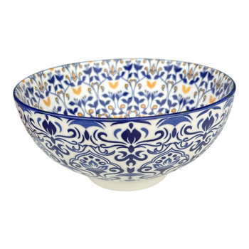 ZY005G Small Ceramic Salad Bowl - Classic Indigo