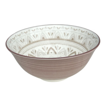WEB62J Ceramic 7cmh Bowl - Pink, Brown Triangles