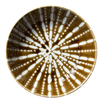 CB387R Ceramic Flat Bowl - Burned Orange Sea Urchin