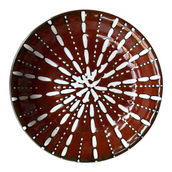 CB387T Ceramic Flat Bowl - Reddish Brown Sea Urchin