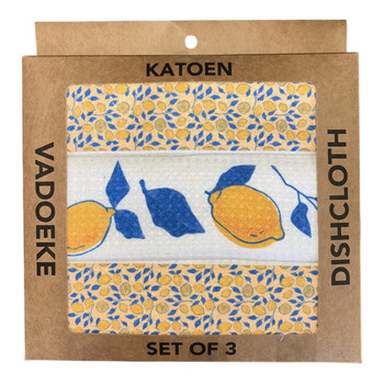 DCBOX62 Dishcloth Box (Set 3) - Hand Drawn Lemon