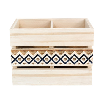 UTENP1 Pine Utensil Holder  -  Blue Pattern