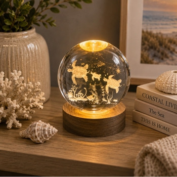 GD10F 3D Crystal LED Light Globe 10cm – Sea Turtle Family