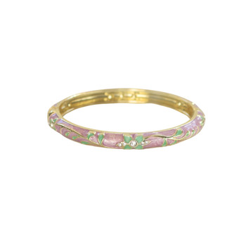 S2025177C Hinged Enamel Bangle Bracelet – Lilac & Mint Floral