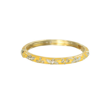 S2025211AA Hinged Enamel Bangle Bracelet – Mustard Yellow Floral
