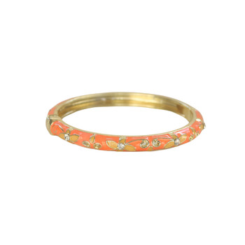 S2025211AG inged Enamel Bangle Bracelet – Coral Orange Floral