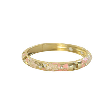 S2024139D Hinged Enamel Bangle Bracelet – Blush Floral Vine with Crystal Accents