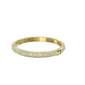 S2024139H Hinged Enamel Bangle Bracelet – Sage Green Floral