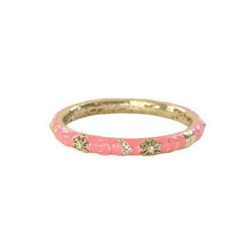 S2024017D Hinged Enamel Bangle Bracelet – Coral Pink & Gold