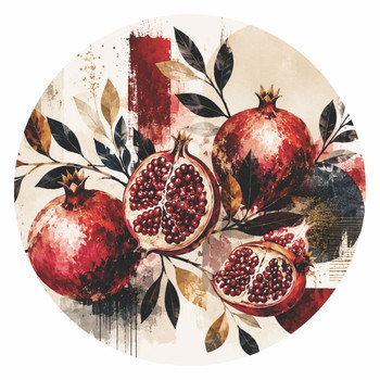 DISPR13 Disposable Round Placemat 24Pc - Modern Pomegranate
