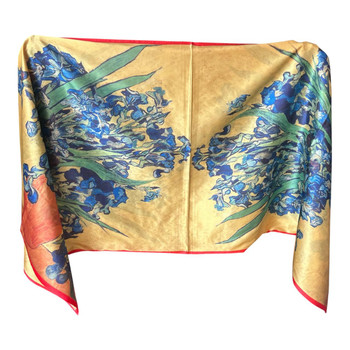 HH2605F Silk Scarf – Golden Iris Bouquet