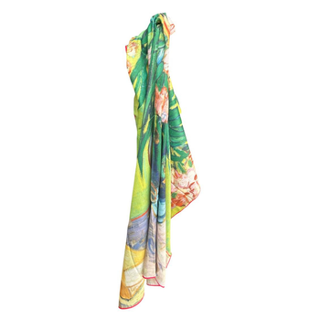 HH2606E Cashmere & Silk Scarf – Pink Oleander Bouquet