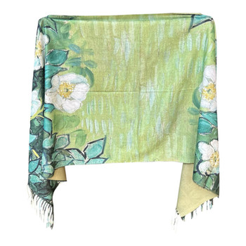 HH2607A Cashmere Scarf – Botanical White Blossom