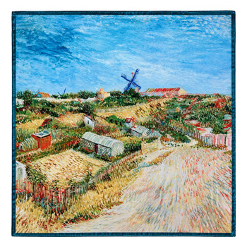 HH2608C Polyester Square Scarf – Countryside Windmill Landscape