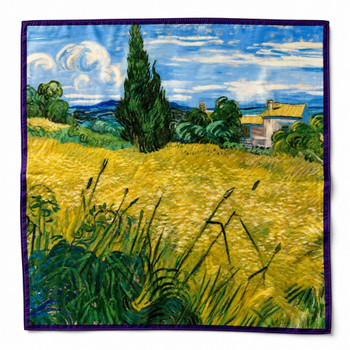 HH2608F Polyester Square Scarf – Golden Wheat Field Landscape