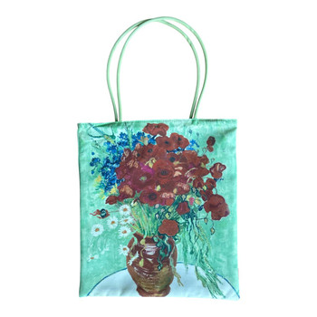 HH2609C Polyester Tote Bag – Red Poppy Bouquet