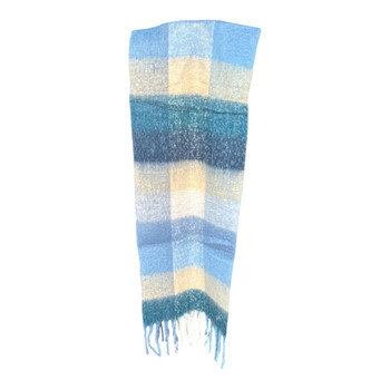 LY2602B Polyester Winter Scarf – Blue & Beige Check