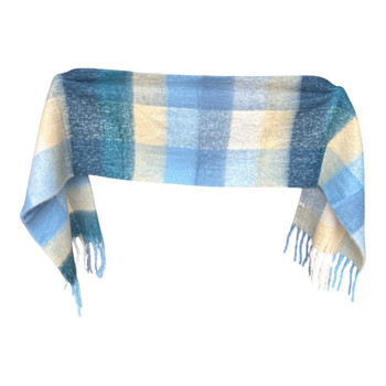 LY2602B Polyester Winter Scarf – Blue & Beige Check