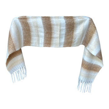 LY2602C Polyester Scarf – Beige & Ivory Stripe
